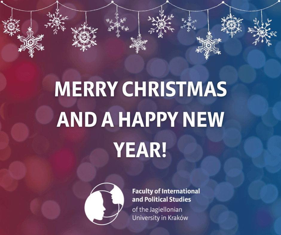 christmas e-card with the chain of snowflakes and with the inscription Merry Christmas and a happy new year
