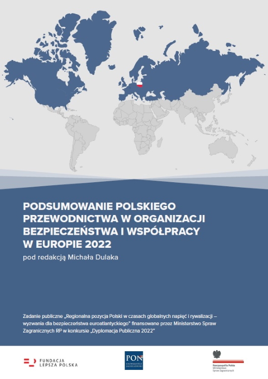 na niebieskim tle mapa świata pod spodem tytuł raportu i loga fundacja lepsza polska, PON, środków Ministerstwo Spraw Zagranicznych R