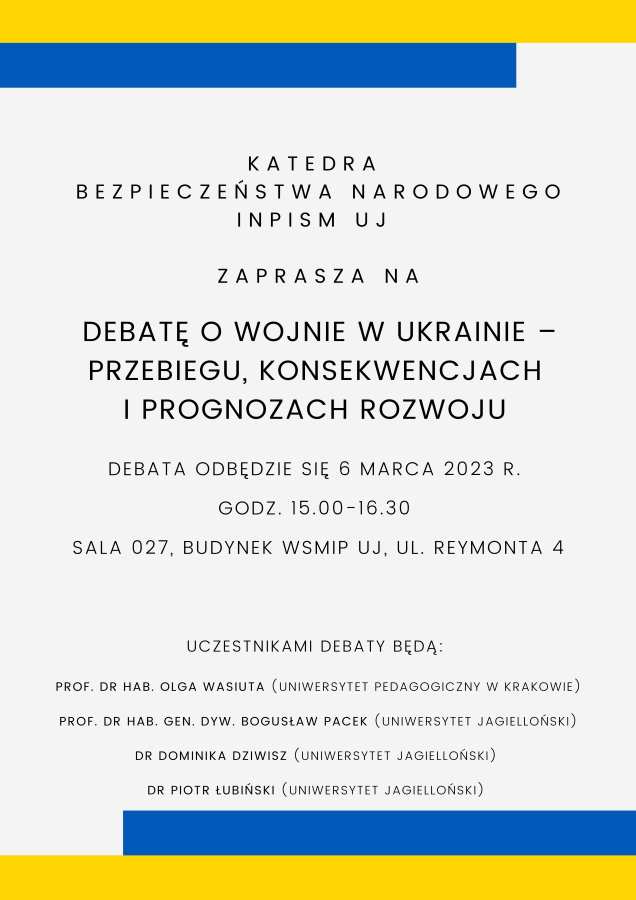 Szczegóły organizacyjne debaty na tle ukraińskiej flagi