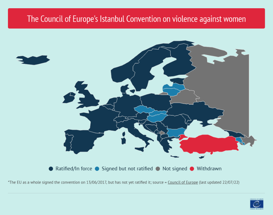 the Council of Europe Convention on preventing and combating violence against women and domestic violence and the map of Europe
