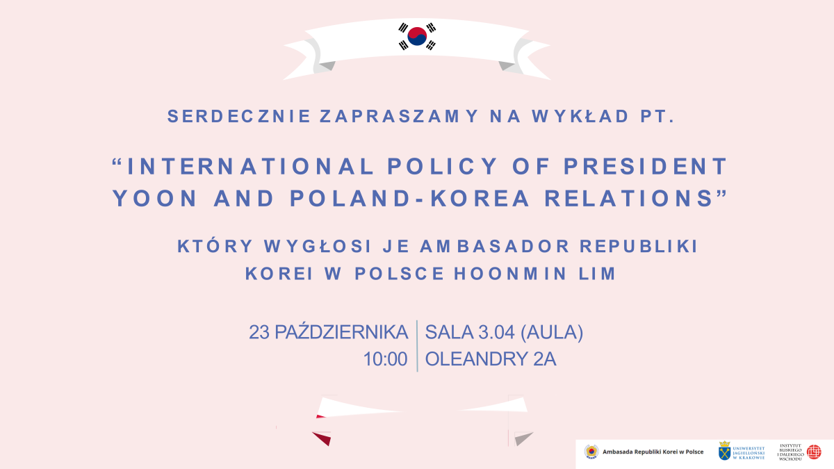 wykład International Policy of President Yoon and Poland-Korea Relations ambasadora republiki korei w polsce