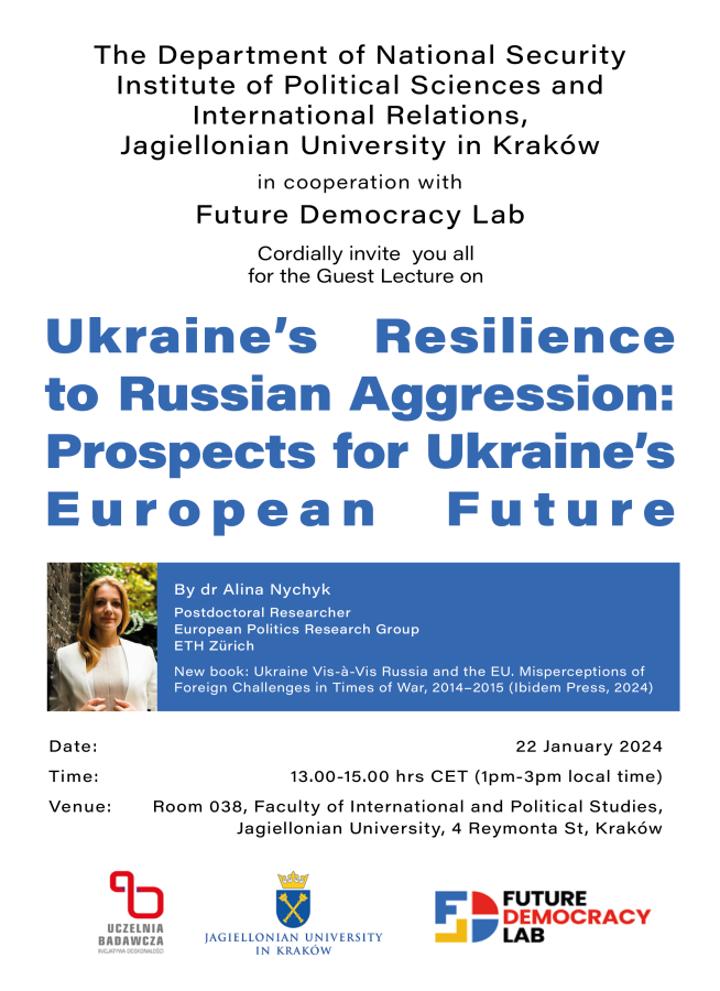 poster guest lecture ukraine's resilience to russian aggression: prospects for Ukrain;s European future