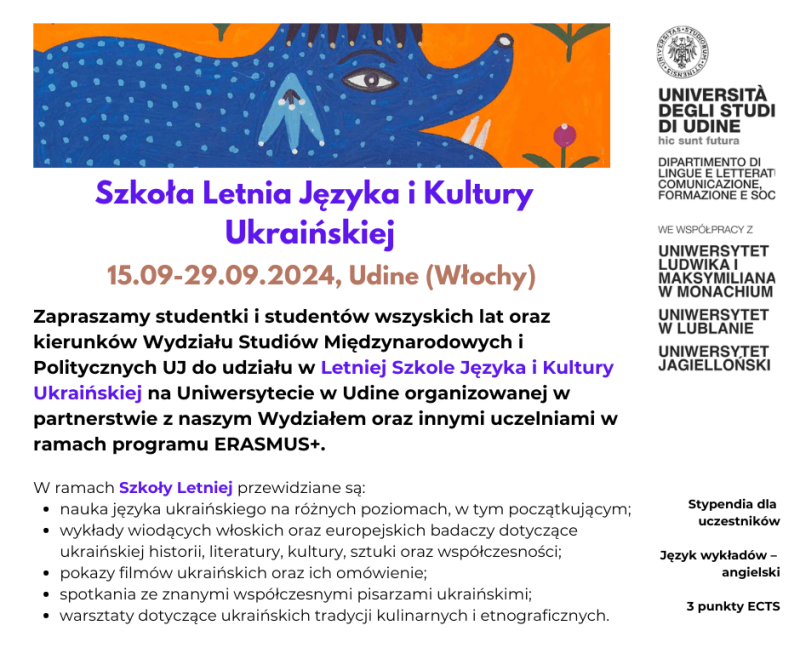Zaproszenie do udziału w szkole letniej Języka i Kultury Ukraińskiej