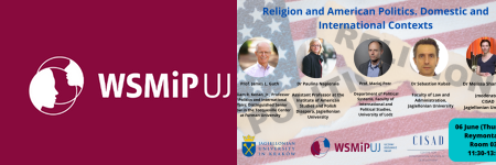 Zaproszenie na spotkanie poświęcone nowej książce pod redakcją dr Pauliny Napierały, zatytułowanej: Religion and American Politics. Domestic and International Contexts